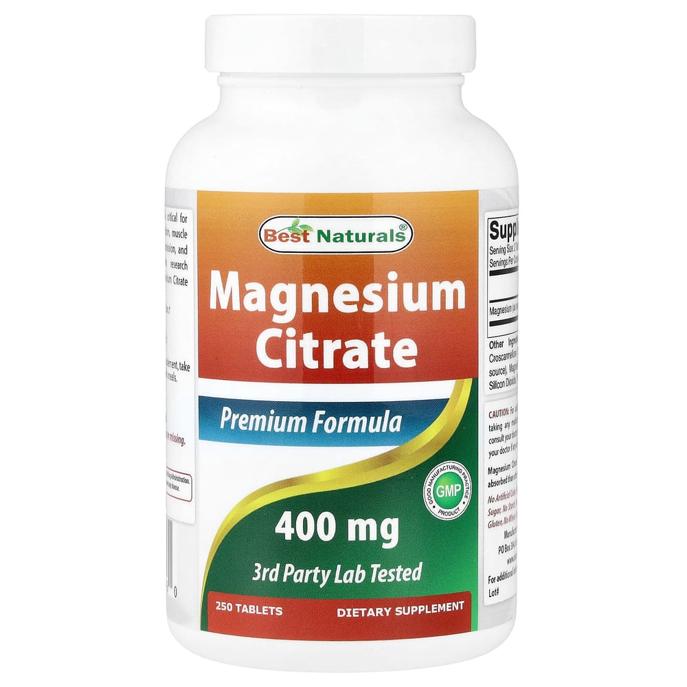 Magnesium Citrate 200mg Tablets, 250 Count (400mg Per Serving)