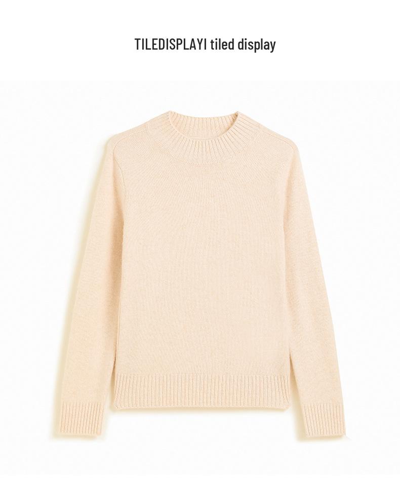 2024 Autumn/Winter Korean Style Women's Cashmere Knit Pullover with Half-High Collar