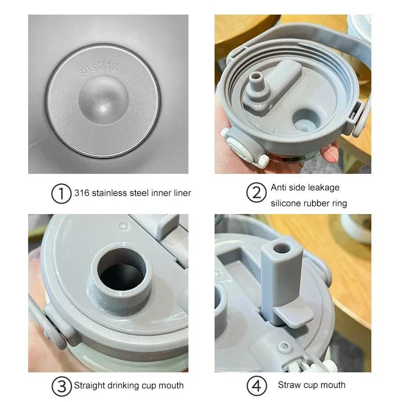 Bottle Stainless Steel Large Capacity Vacuum Flask With Straw Tumbler Cold Hot Drinks Cup Gym Drinkware