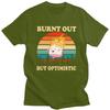 Мужская футболка 'Выгоревший, но оптимистичный' Streetwear с коротким рукавом Хлопок Ретро Закат Кемпинг Футболка Повседневная Графика Футболки