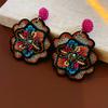 Colorful Rice Beads Embroidered Flower Earrings for Women Drop Earring Retro Jewelry Accessories