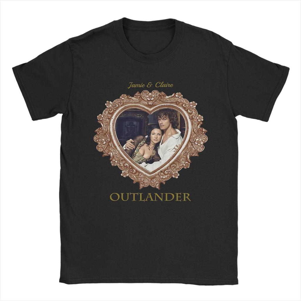 Outlander Jamie and Claire T Shirt Mens Cotton Novelty TShirts Crewneck Tees Short Sleeve Clothes 4XL 5XL 6XL