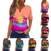 Women's T Shirt Hawaiian Print Button Short Sleeve Daily Weekend Fashion Basic V- Neck Regular Top