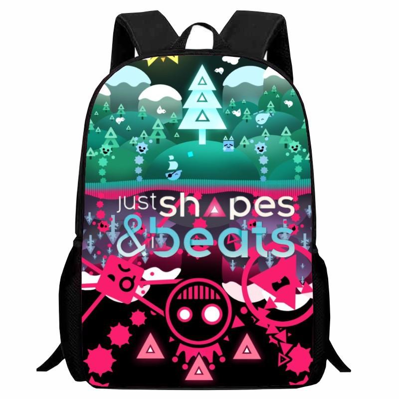 Школьная сумка с принтом «Ритм фигур» Just Shapes & Beats, Мультяшный активный рюкзак для мужчин и женщин