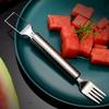2 In 1 Watermelon Cutter Stainless Steel Effortless Fork Slicer Tool Dual Head Fruit Slicing Tool for Home Kitchen Gadget