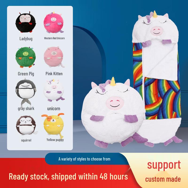 Cartoon Animal Baby Sleeping Bag with Pillow - Anti-Kick Design for Infants and Kids