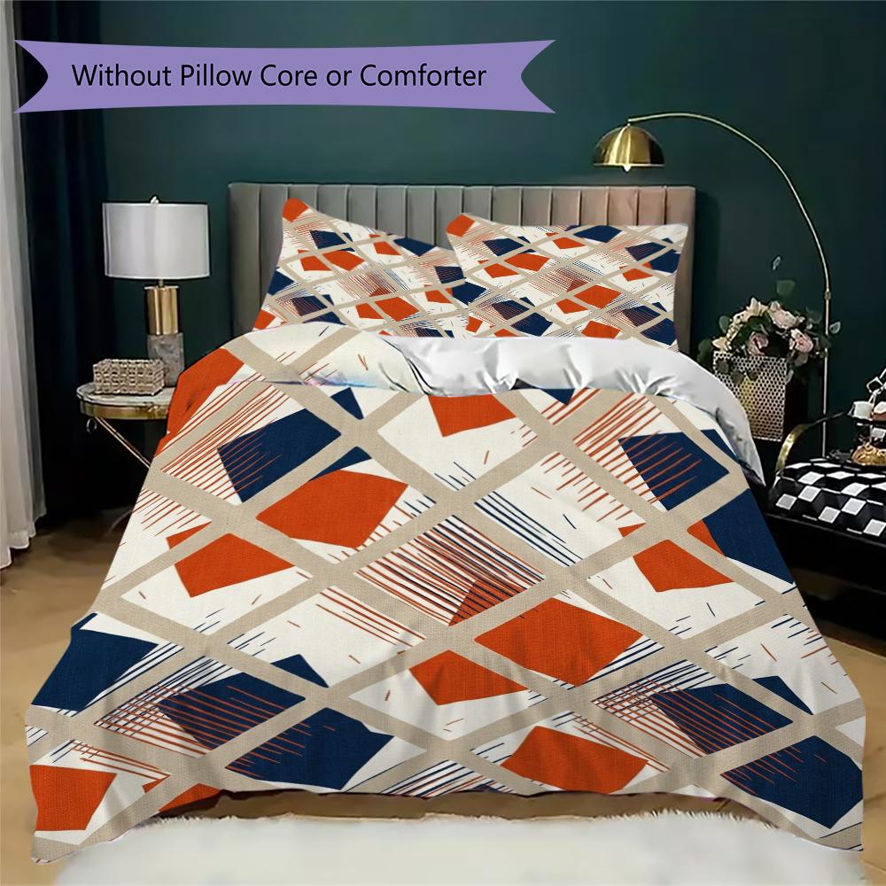 Simple Geometry Pattern Bedding uilt Set uilt Cover Pillowcase Home Decoration Birthday Gift (1 * duvet cover + 2 * pillowcase  without core)19
