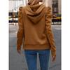 Women's Autumn and Winter Lapel Hooded Solid Colour Long Sleeve Casual Sweatshirt