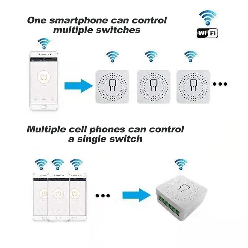 4 шт. Умный WiFi выключатель света, Дистанционное управление через приложение, Голосовое управление, Режим DIY, Функция таймера, Управление по LAN, Двусторонний 16А