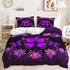 Purple Butterfly Rose Bedding Sets Fashion Duvet Cover Sets Twin Full Queen King Size Pillowcase for Boys Adult Gift Bed Linen