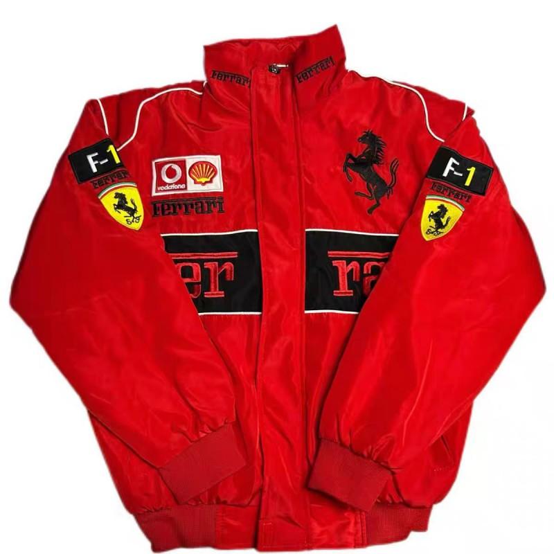 F1 Ferrari Racing Jacket Embroidered Cotton Biker Cycling