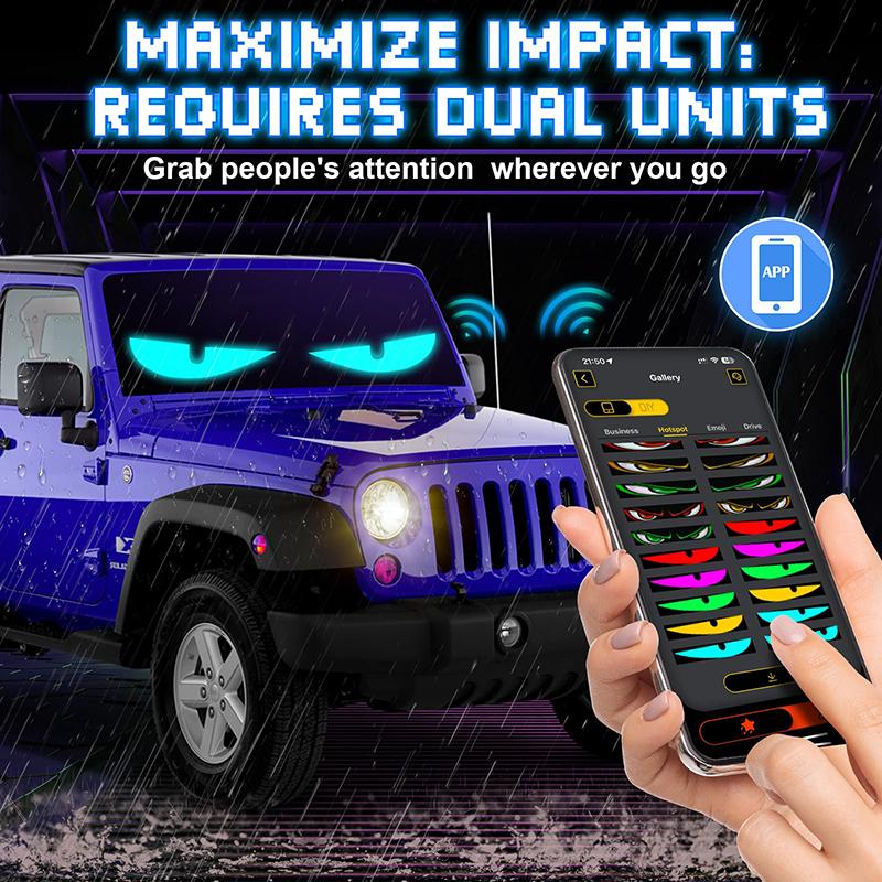 Светодиодный логотип Демонические глаза Автомобильное приложение Светодиодная матричная пиксельная панель Ночник Сделай сам Программируемый гибкий светодиодный дисплей для автомобиля, грузовика, аксессуара