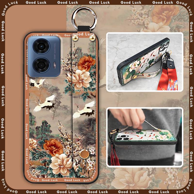 Пылезащитный ремешок на запястье Чехол для телефона для MOTO G24 Power Шнурок для мамы Прочный браслет Модная подставка Силиконовое кольцо