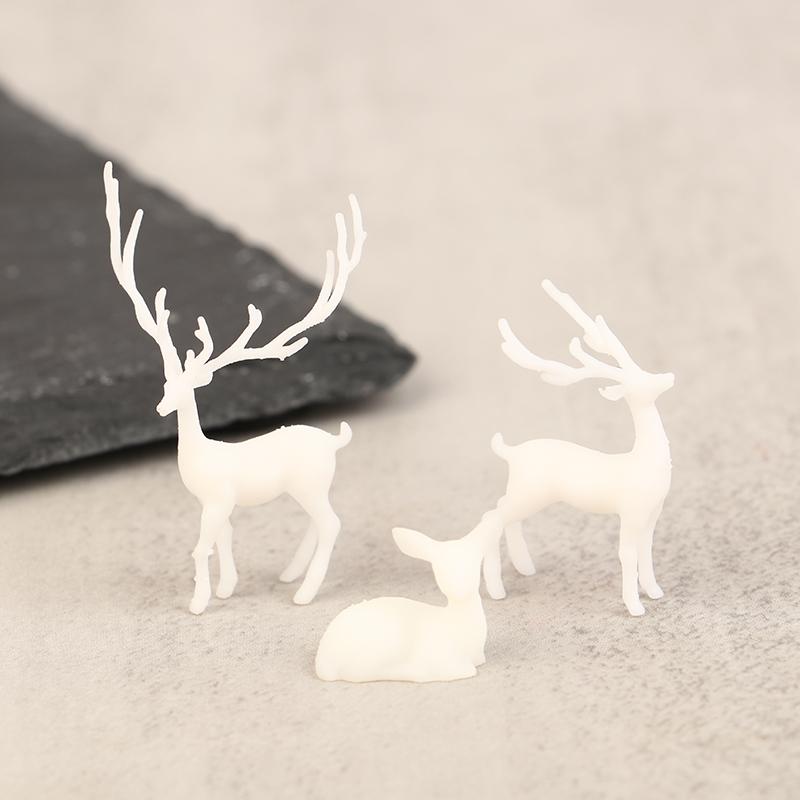 1Pc Mini Resin  Deer Christmas Forest Elk White Dessert Table Decor Merry Christmas Decor For Home Kids  Year Gift
