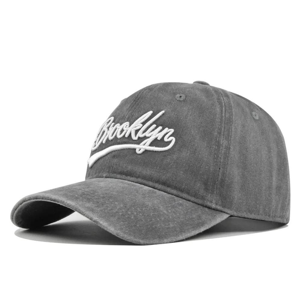 Унисекс Кепка Snapback Хип-хоп Ретро Повседневная Кепка Папы для Мужчин Женщин Спорт Подарок Винтажная Стиранная Хлопковая Бейсболка Вышивка Бруклин