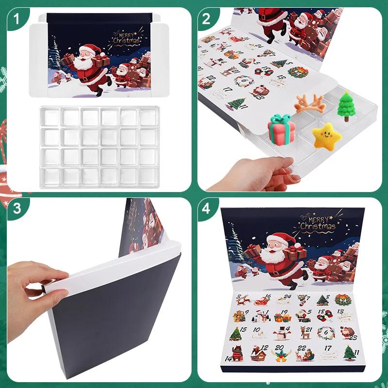 24Grids Christmas Countdown Advent Calendar Empty Boxes DIY Fillable Surprise Gift Box for Kids Christmas Festival New Year 2026