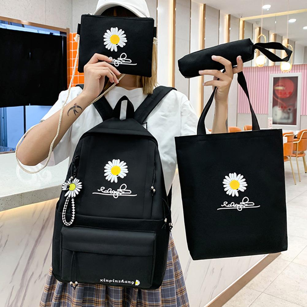 4Pcs/Set Women School Backpacks Schoolbag Canvas For Teenagers Girls Student Book Bag Boys Satchel