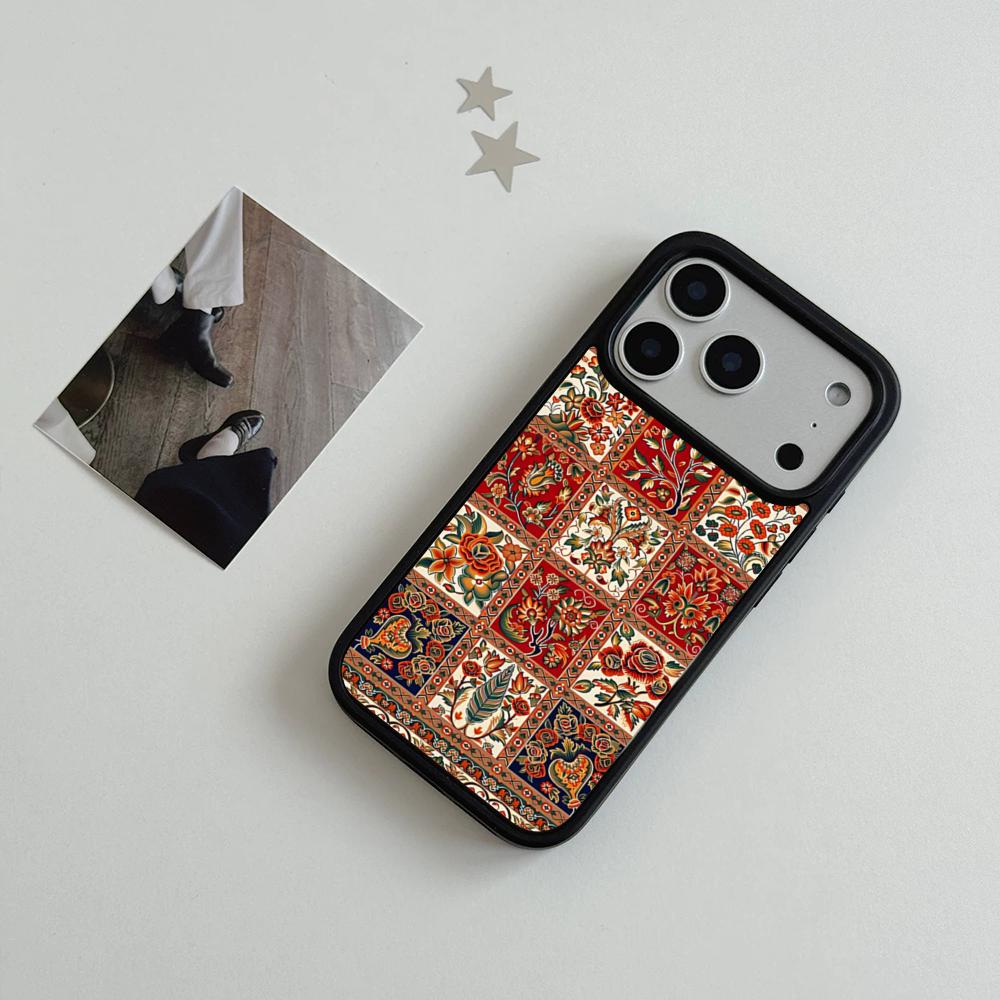 Арабско-персидский ковер Цветочная роспись Чехол для телефона Для iPhone 17 Air 16 15 14 Plus 13 12 11 Pro Max Двухцветный Жесткий ПК Модный Защитный