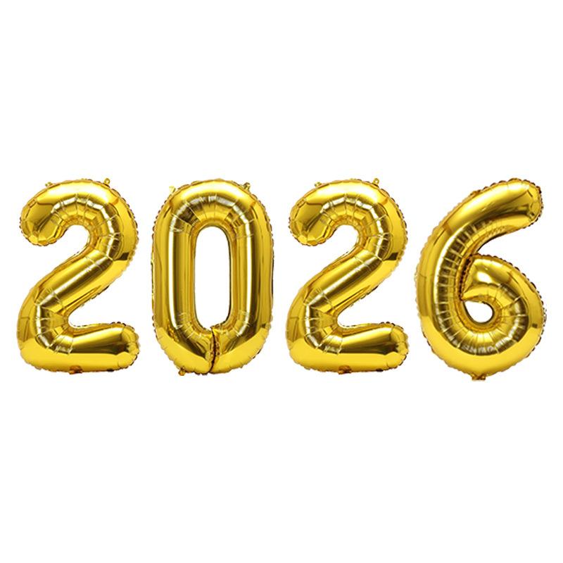 2026 Цифровые фольгированные шары Счастливый канун Нового года Украшение для вечеринки Реквизит для фотобудки Принадлежности Рождественский домашний декор Navidad 2026