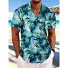 Men's Lapel Shirt Summer Beach Short Sleeve Outdoor Daily Shirt Tops Floral Printed Pattern Loose Men's Clothing