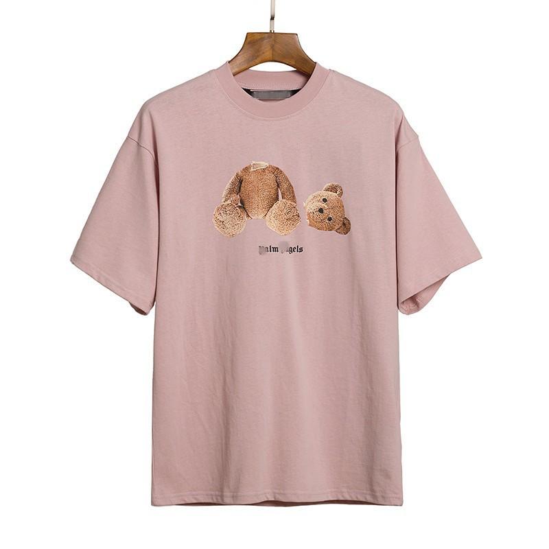 SS Cartoon Bear Print T Shirt Loose Fit Unisex Casual Short Sleeve Tops