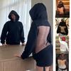 Модный тренд Повседневная толстовка с капюшоном Женская Осень Шик Харадзюку С открытой спиной Сетчатая лоскутная уличная одежда Хипстерский пуловер