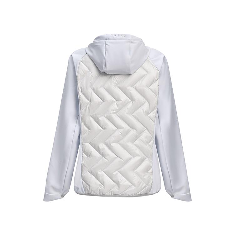 Li-Ning Теплая куртка-пуховик с капюшоном Honor Color Block Splicing, женская верхняя одежда, светло-серая, AYMU278-2