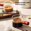Glass Measuring Cup with Wood Handle Espresso Milk Coffee Mug 100ml Double Scale Clear Coffee Brewing Supplies