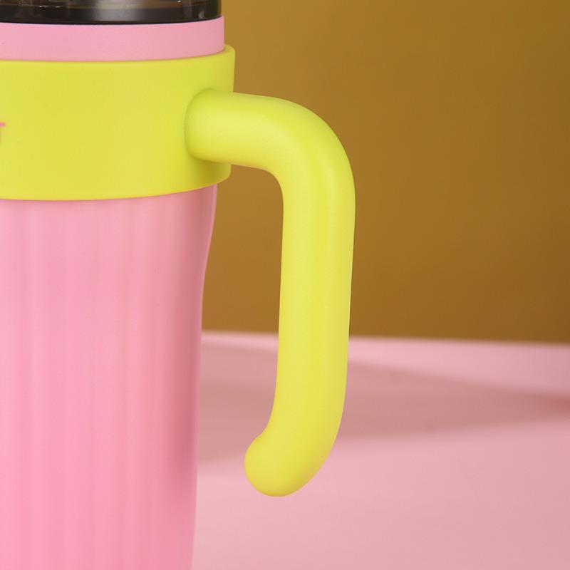 American Style 316 Stainless Steel Insulated Tumbler with Straw, Large Capacity, Portable Handle, Ice Buster