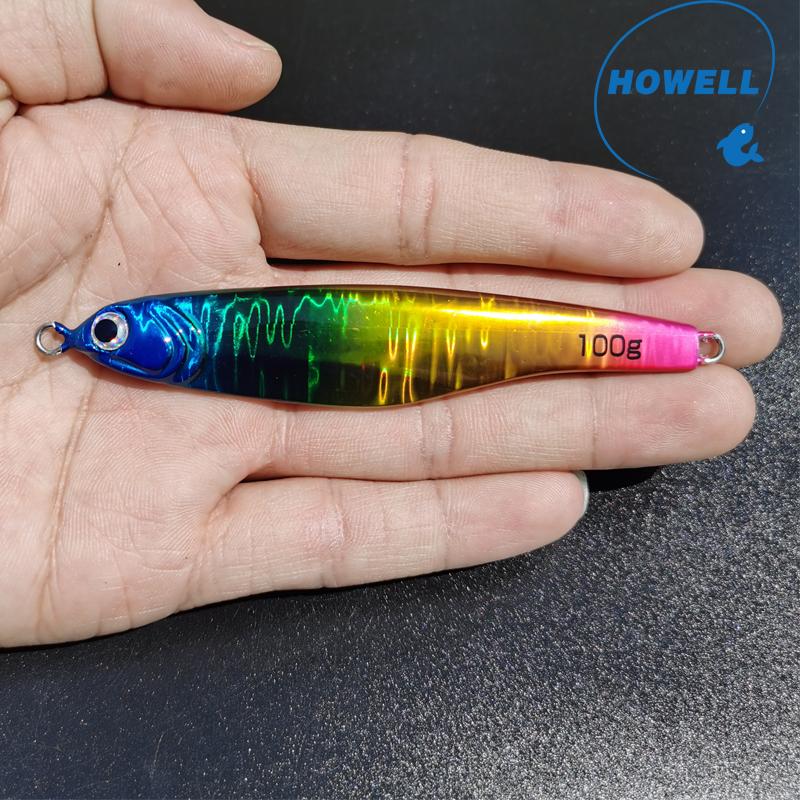 Howell 100g Speed Jigging Glow Lead Bait Hard Lure for Saltwater Bottom Fishing Lake and Metal Artificial for Fishers