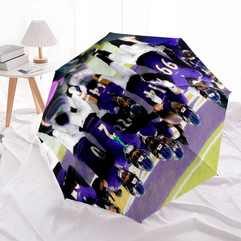 Зонт с рисунком игроков Baltimore Ravens, автоматический складной, портативный и компактный дизайн, 8 спиц, рождественский или день рождения подарок.