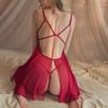 Erotic Women's Hollow Bra Dress Underwear Bow Sexy Lingerie Pajamas Open Back Hollow Out Perspective Sexi Women Sleepwear Red