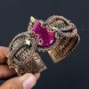 Ruby Lab-Created Gemstone Handmade Copper Wire Wrap Jewelry Adjustable Bracelet For Women