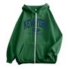 Womens Hooded Long Sleeve Sweatshirt Casual Loose Fit Solid Color Zip Up Streetwear
