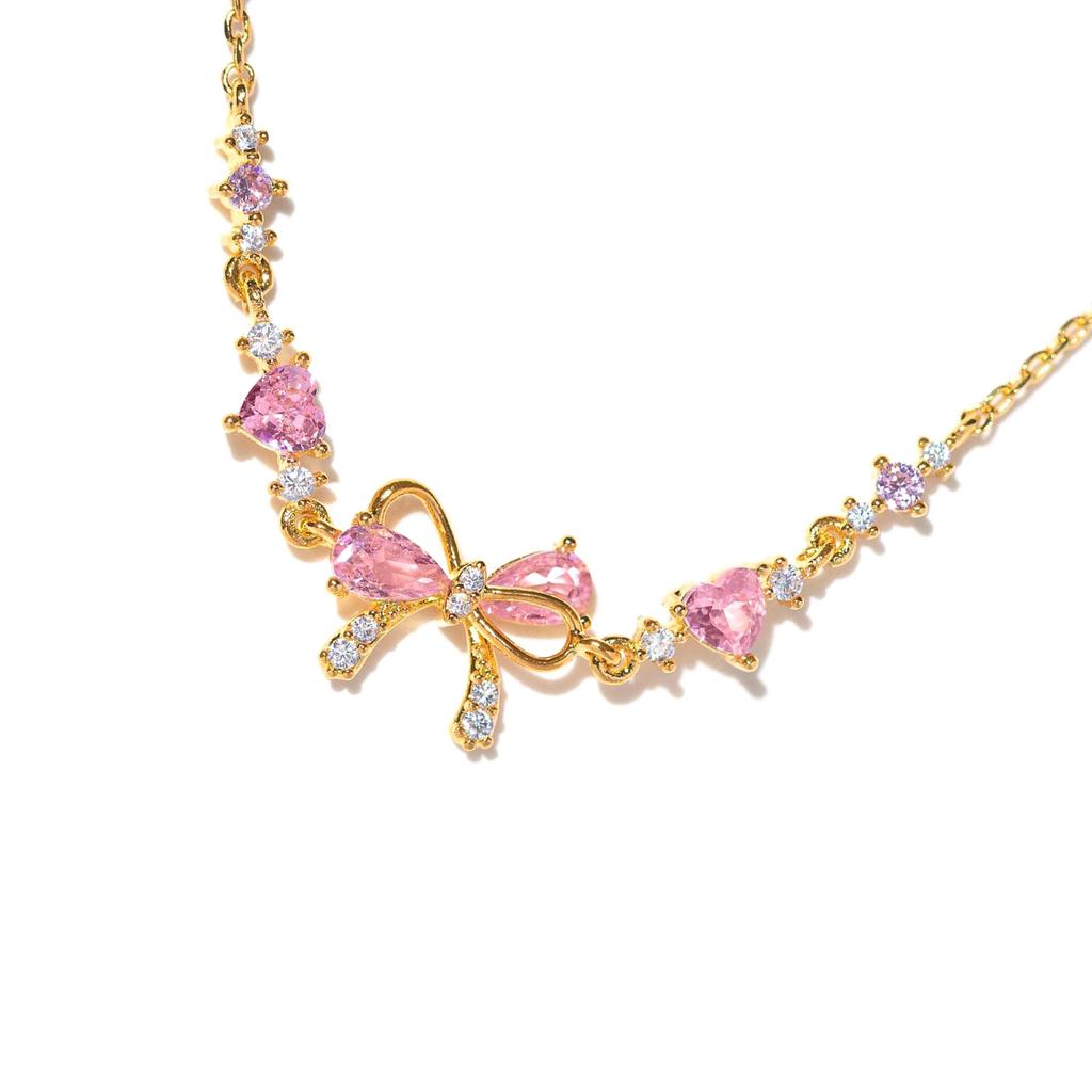 Стильный браслет с подвесками в виде сердца и банта из циркония, регулируемая длина цепочки, женский аксессуар на запястье для вечеринки