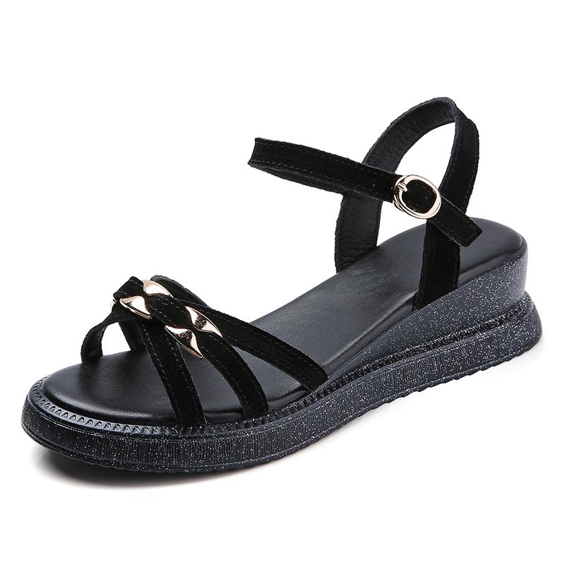 Женская летняя обувь с открытым носком, сандалии на платформе с металлической отделкой, женские сандалии на танкетке, женская легкая повседневная обувь Zapatillas Muje