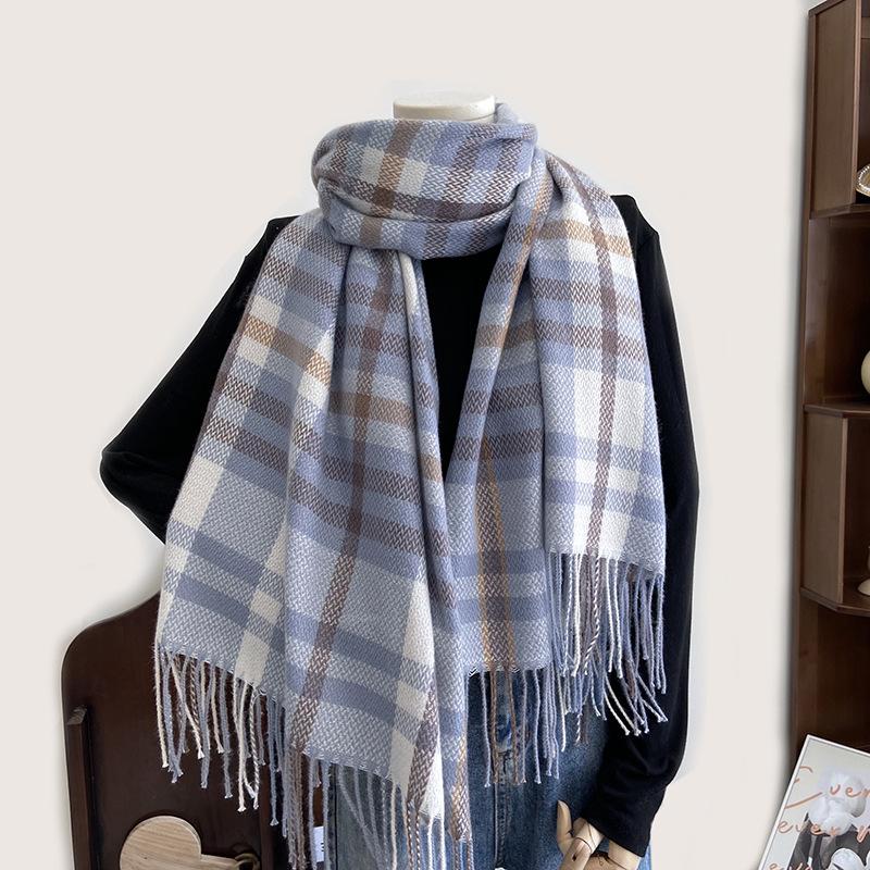 Plaid Scarf - Premium Soft Warm Knit Shawl with Earthy Tones, Vintage Modern Design for Winter Fashion & Layering, Durable Cozy Accessory