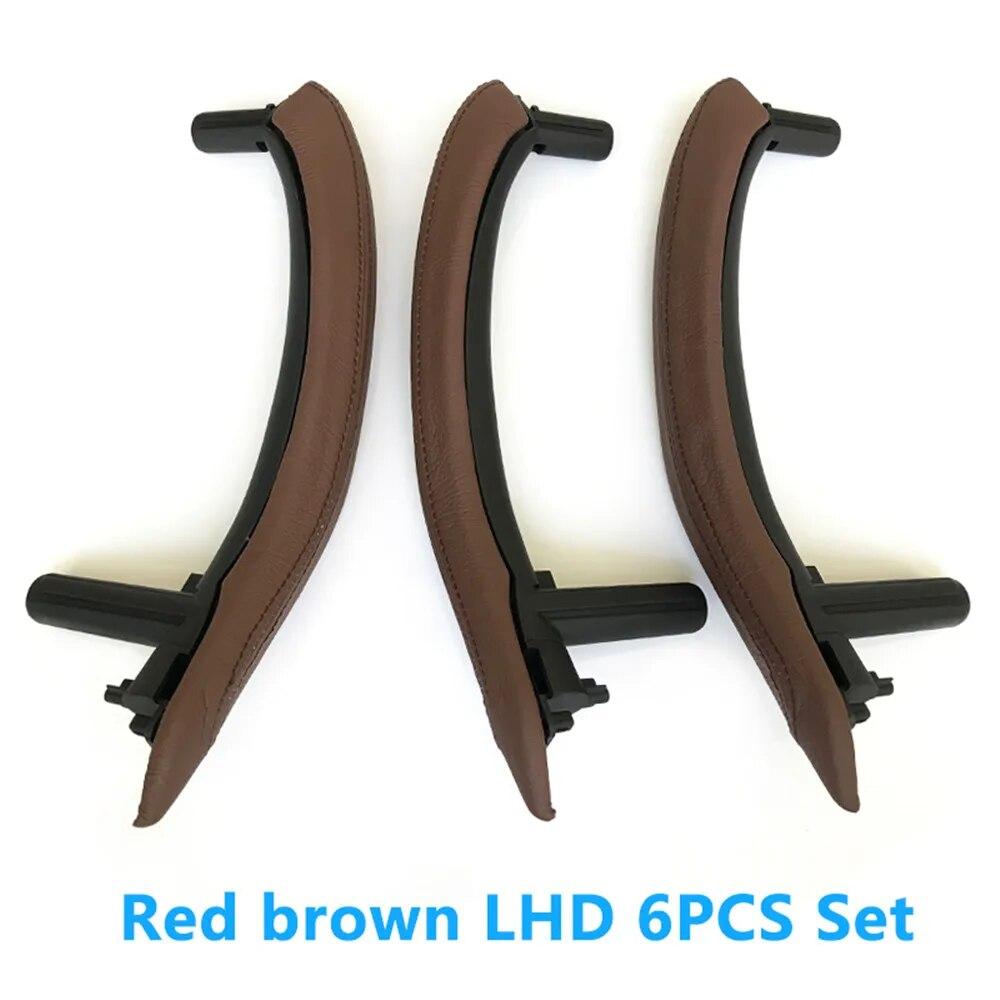 LHD Car Interior Left Right Passenger Door Pull Handle With Outer Leather Cover Trim Replacement For BMW X5 X6 F15 F16 2014-2018