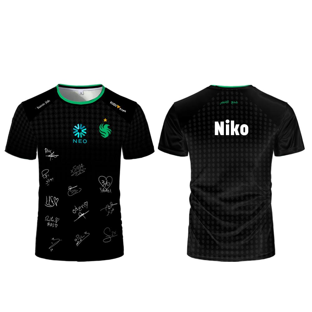 Футболка Niko Jersey CS2 Esports CSGO Команда Falcons Тренировочная футболка Унисекс Уличный стиль Лето Оверсайз Фанаты Игр Форма