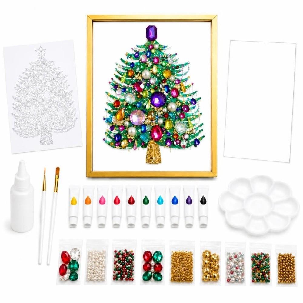 1 Set Gem Art Christmas Tree Art Kit DIY Holiday Craft Kit Tree Decoration Kit Christmas Crafting