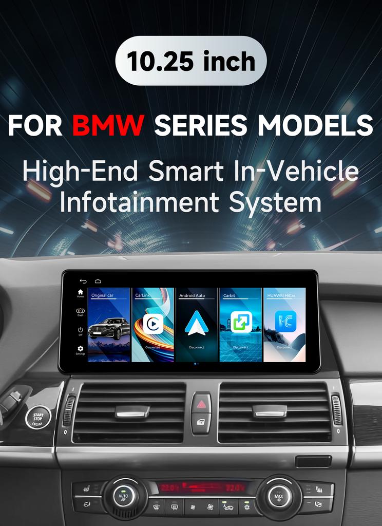 Hizpo 12,3'' Беспроводной автомобильный мультимедийный экран CarPlay Android Auto Для BMW X5 E70 X6 E71 2010-2013 Система CIC Сенсорный дисплей Airpli