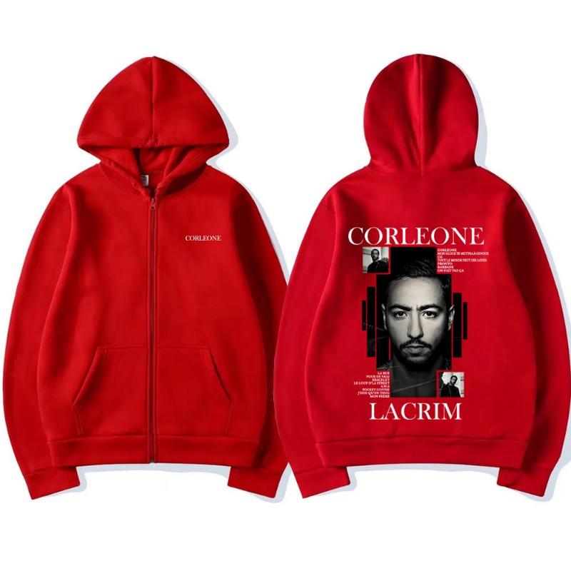 Мерч рэпера Lacrim Corleone 2026 Худи на молнии Мужчины Женщины Хип-хоп Мода Куртка на молнии Мужская Повседневная Свободная толстовка на молнии
