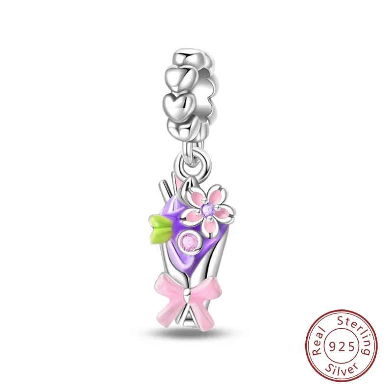 Медный Букет Цветов Кот Ласточка Улитка Бабочка Подвески Шармы Бусины Подходят для Браслета DIY Подарок на День Рождения