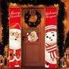 1pair Snowman Christmas Porch Sign Cloth Christmas Hanging Banner  Xmas Navidad Gift