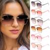 1pc UV400 Protection Square Rimless Sunglasses Women Tinted Frameless Eyewear Summer Vintage Transparent Gradient Sun Glasses