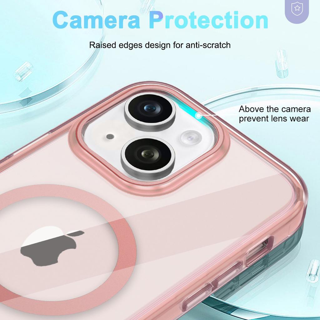 For iPhone 14 Magnetic Case PC+TPU Shockproof Phone Cover with PET Screen Film