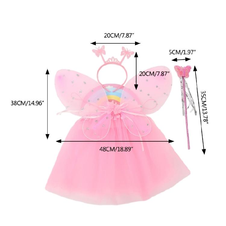 Набор костюма феи, включающий юбку, крылья феи, волшебную палочку, ободки с бабочками