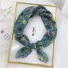 Floral Print Neckerchief Small Hijab Scarfs Women Fashion Handkerchief Neck Scarf Shawls Cotton Blends Korean Hair Scarves 58CM