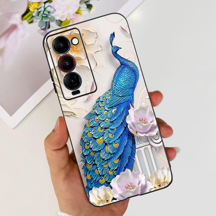 For Tecno Camon 18 P 18 Premier Camon18 Phone Case Capa Soft Liquid Silicone Bumper Etui Animals Flower Printed Funda Camon18