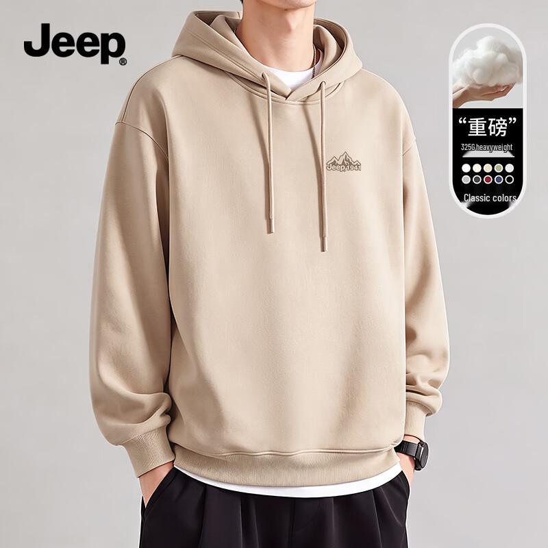 Jeep Мужская толстовка с капюшоном свободного кроя, из плотного материала